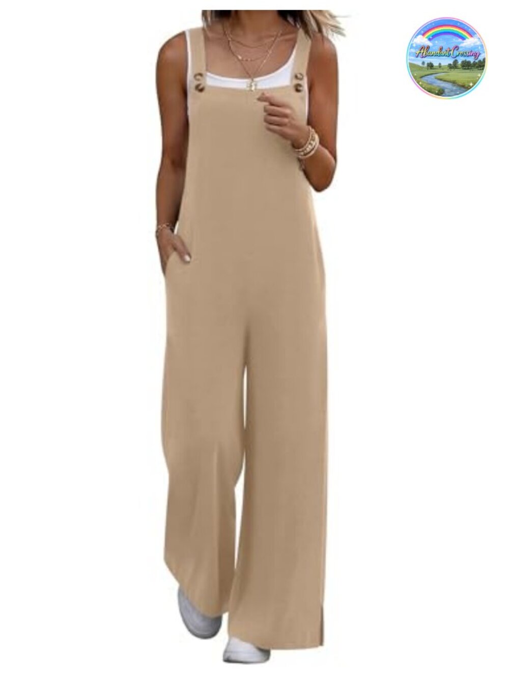 Womens Overalls Loose Fit Wide Leg Jumpsuit 100% Polyester Adjustable Straps